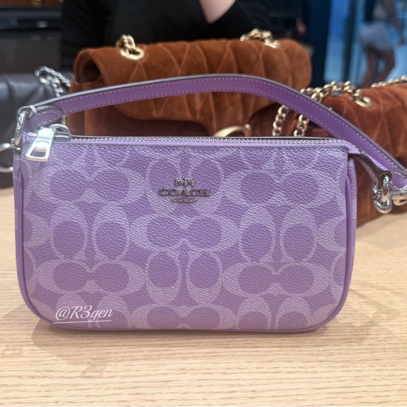 Coach Nolita 19 Signature Canvas Mini Shoulder Bag Lady Purse CW426 Silver/Iris - Picture 1 of 6